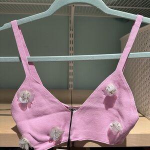 Pink Floral Embellished Bralette